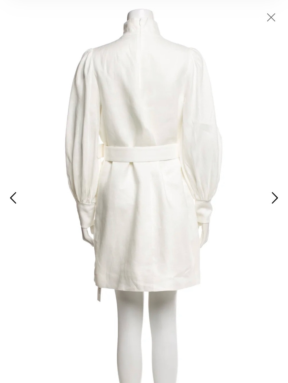 Zimmermann White Button-Front Belted Mini Dress Size 1 - Picture 7 of 13